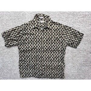 VTG Pierre Cardin Shirt Mens X Large Brown  Short Sleeve Button Up